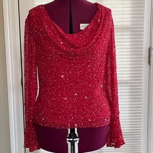 Elegant Red Sequin Women's Top